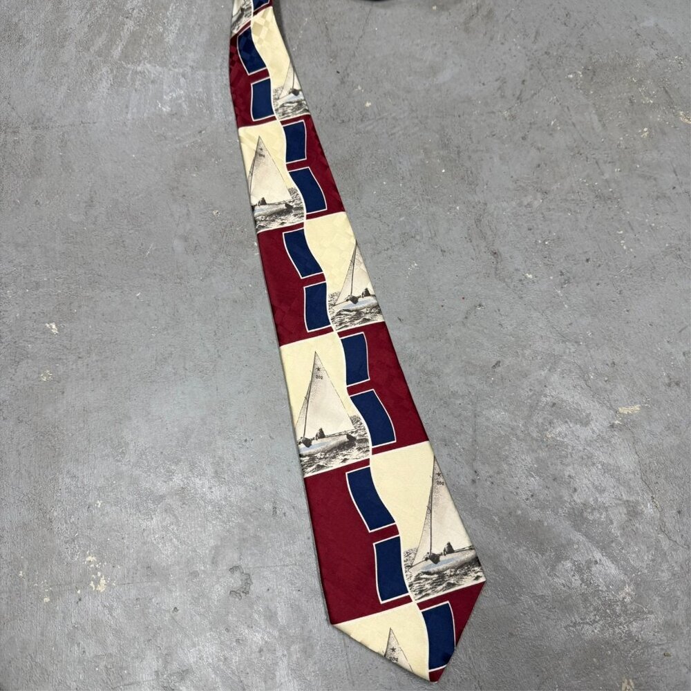 Polo Ralph Lauren Tie Sailboat Print 100% Silk Handmade Satin 4" - Picture 4 of 8